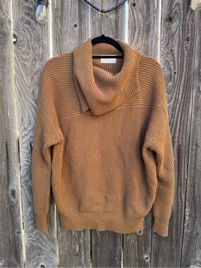 Modern Citizen Women’s Brown Oversized Cotton Merino Wool Cowl Neck Sweater Larg